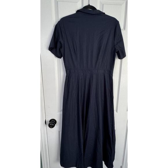 NWT Reformation ISADORA navy blue midi length short sleeve full wrap Size 10 - Picture 13 of 15